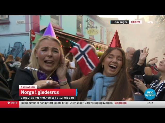 Norge i gledesrus etter gjenåpning (Norway celebrates end of pandemic)