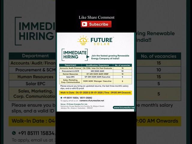 "Immediate Hiring at Future Solar! Join Now!"
