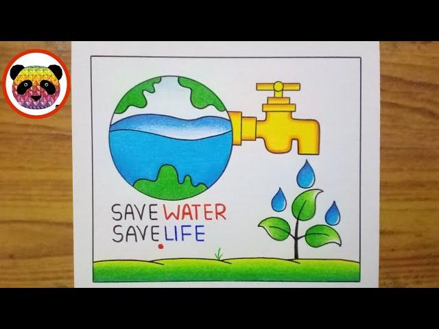 World Water Day Poster Drawing / Save Water Save Life Drawing / Save Water Save Earth Drawing Easy