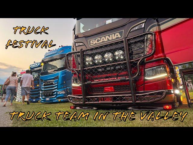 TRUCK TEAM IN THE VALLEY 2023 - TRUCKSHOW - EUROPEAN TRUCK FESTIVAL - SCANIA V8 OPEN PIPES SOUND