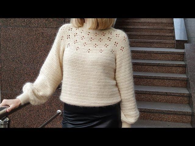 Stylish sweater "Clover" crochet