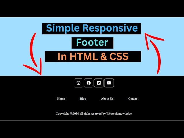 How to Make Simple Responsive Footer in HTML using CSS | CSS Tutorial