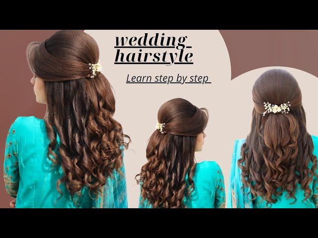 how to make a fast and simple  beautiful wedding hairstyle / wedding hairstyle for medium short hair