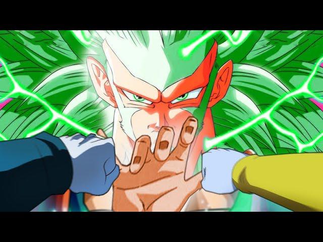 Goku reveals a power that suppressed inside him for years and defeats the kings with one finger.