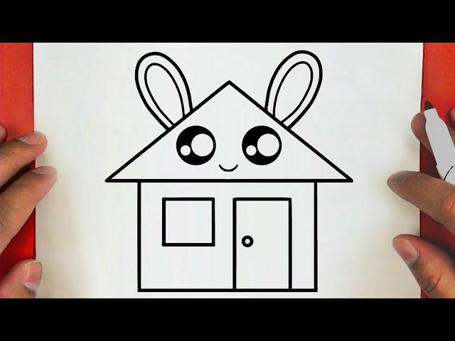 كيف ترسم منزل كيوت وسهل خطوة بخطوة / رسم سهل / تعليم الرسم للمبتدئين || Cute House Drawing
