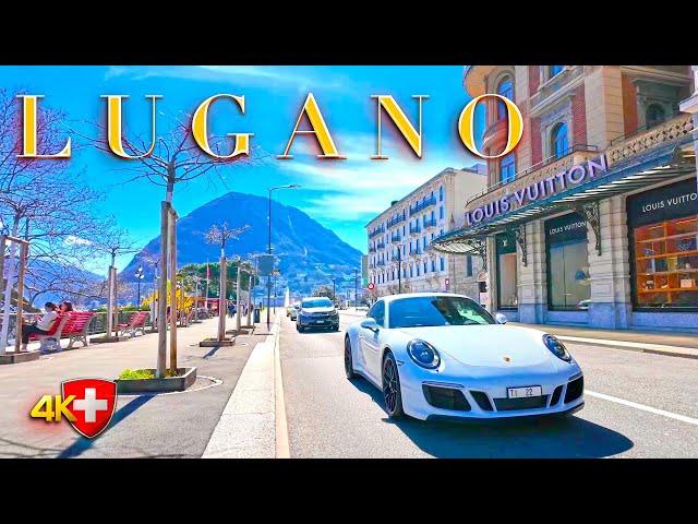 SWITZERLAND LUGANO  Luxury Stroll: Exploring the Beauty of Lugano's Embankment & Central Square