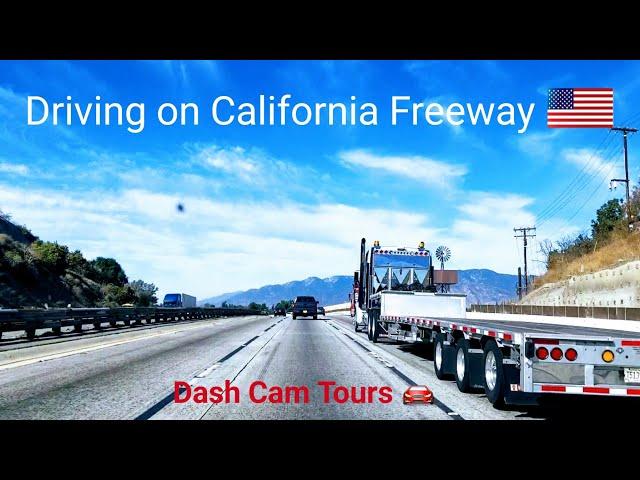 Dash Cam Tours  Driving on California Freeway from Claremont to Los Angeles on Sunny Day