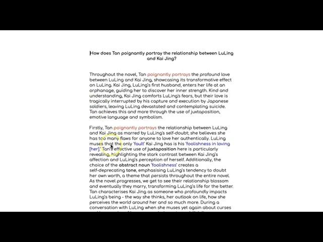 WORLD LITERATURE (0408) - PAPER 3 - The Bonesetter's Daughter (A* WHOLE TEXT RESPONSE)