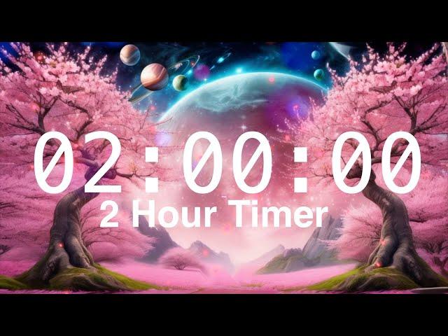 2 Hour Countdown Timer with Alarm | Calming Music | Fantasy Cherry Blossoms