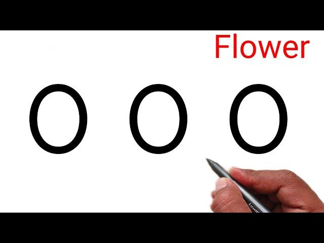 How to draw flower from number 0 | easy flower drawing easy | number drawing video