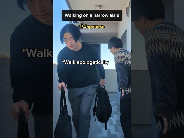 Non-Japanese vs Japanese | Walking on a narrow aisle