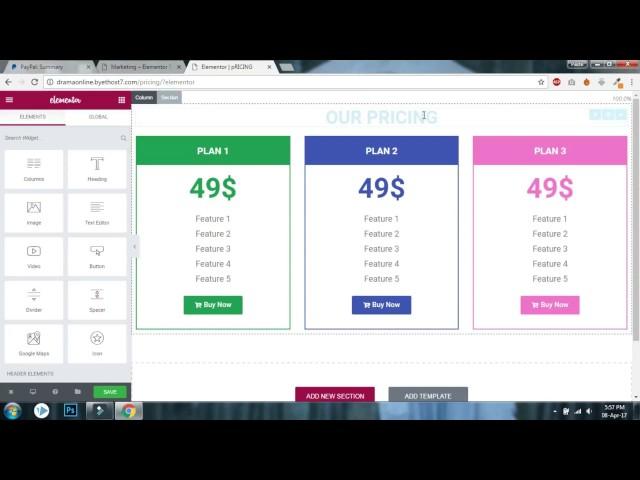 Pricing Table Design in Elementor Free Version