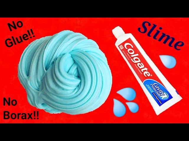 DIY Toothpaste Fluffy Slime!! How to make slime without glue or borax!! Colgate toothpaste slime.