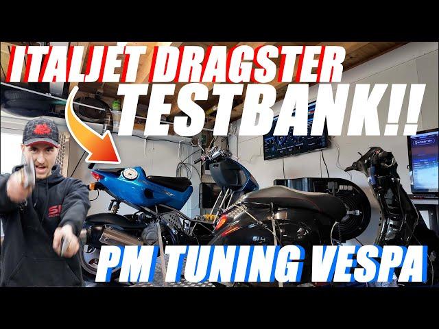 ITALJET DRAGSTER EN PM 172CC VESPA SPRINT OP TESTBANK!