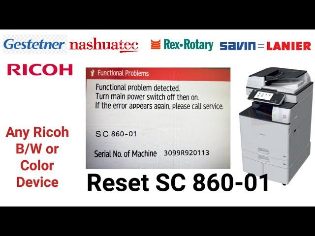 Reset SC 860-01, SC 860-00 in Ricoh IMC 2000,  How to fix error code SC860-01 in Ricoh IM C2000