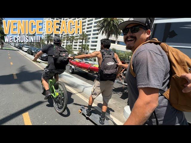 VENICE BEACH! Long boarding with the Boiiiis and SKATEPARK clips.