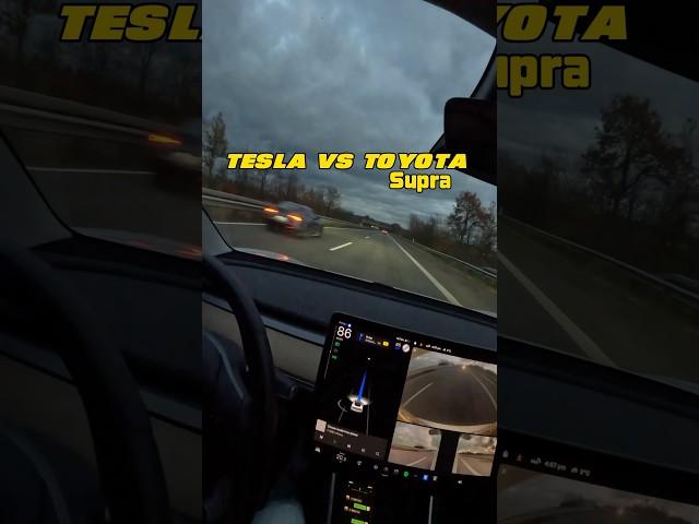 Tesla Model 3 Performance vs Toyota Supra on German autobahn!