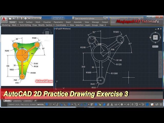 AutoCAD 2D Practice Drawing | Exercise 3 | Basic Tutorial