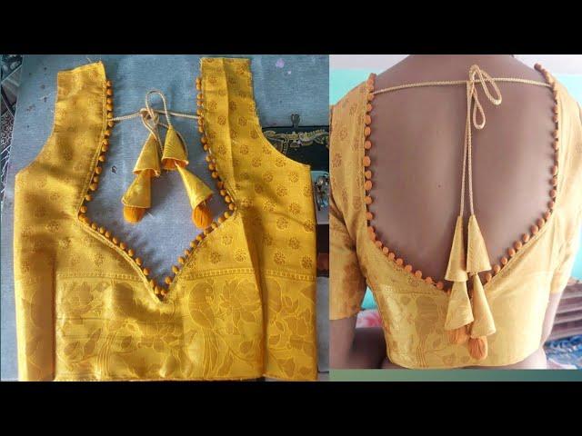 blouse neck designs potli button|| ब्लाउज का डिजाइन|silk saree blouse design|blouse design new model