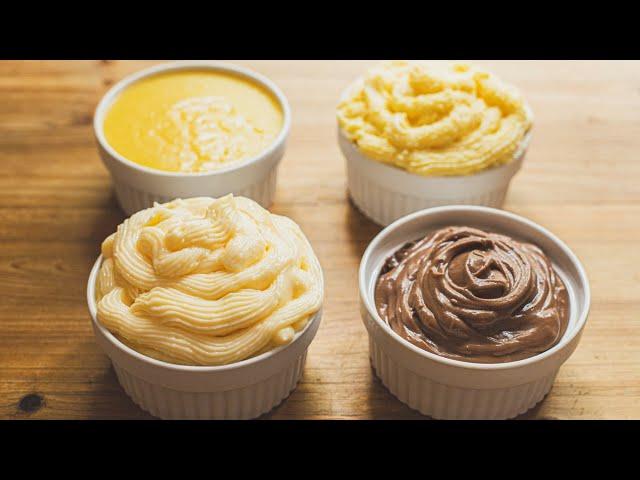 4 tipos diferentes de crema pastelera