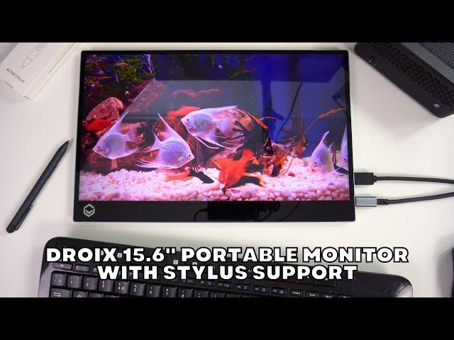 Stylus supported 4K portable monitor with built-in rechargeable battery from DroiX