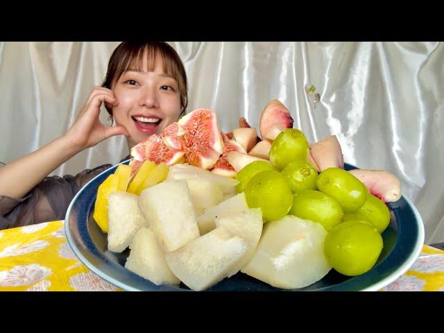 【咀嚼音/ASMR】フルーツをたくさん食べる動画〜約1年ぶりのフルーツモリモリ動画🩵🩵🩵〜【eating sounds】