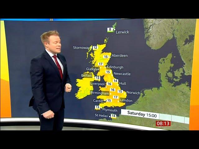 BBC breakfast weather : The UK temperatures in many places this weekend are 16c to 18c