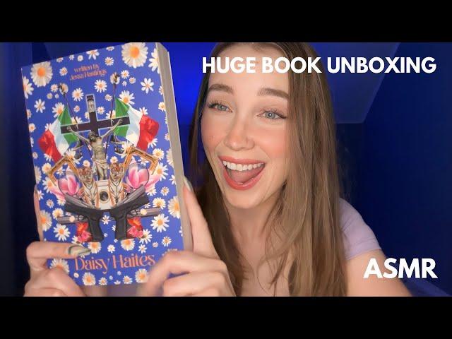 ASMR HUGE Book Haul Unboxing  Book tapping, Whispered 