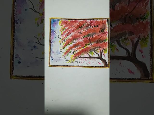 Easy Watercolor painting।।~~#easytreedrawing#watercolor#shorts#trending#viralvideo#youtubeshorts