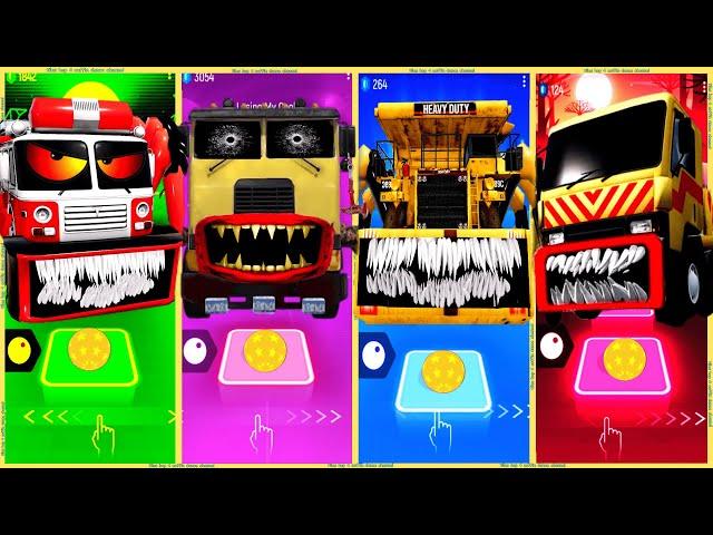 coffin dance - Fire truck eater vs Truck eater vs Dump truck eater vs Tow truck eater | tiles hop 