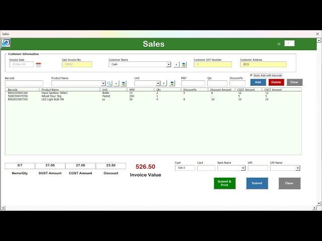 GST Billing Software V1.0 in Excel VBA | Sales, Purchase, Inventory, Product Master and Reports