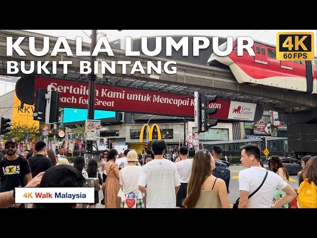 [4K 60fps HDR] KUALA LUMPUR | Bukit Bintang streets walk | July 2024 - Malaysia Walking Tour