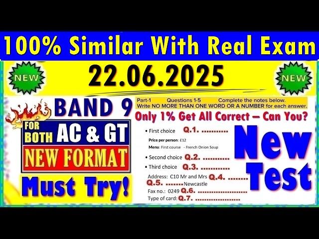 IELTS LISTENING PRACTICE TEST 2025 WITH ANSWERS | 22.06.2025