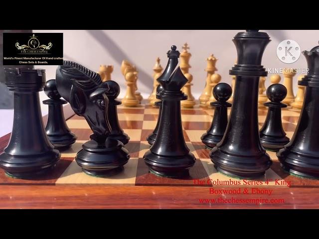 The Chess Empire-The Columbus Series luxury wood chess set with meticulous craftsmanship on knights.