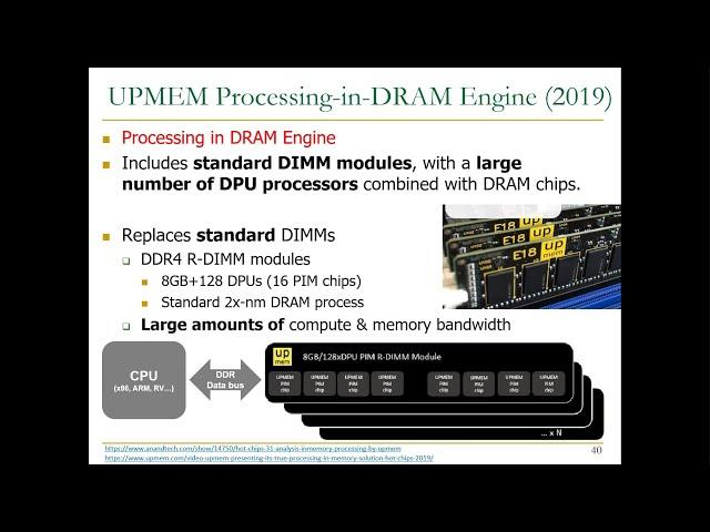 Computer Architecture - Lecture 10: Real Processing in Memory Systems: UPMEM Case Study (Fall 2022)
