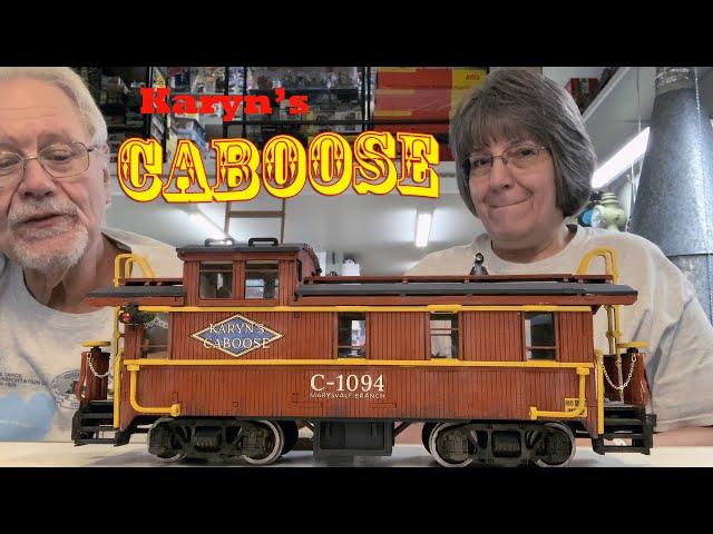 Karyn's Wood Caboose Featuring Dirt the Cat - Laser Cut Wood Caboose from R Duck Locomotive Works