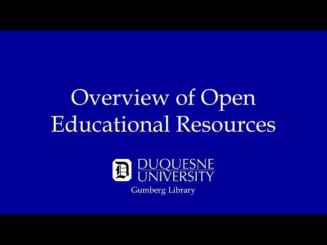 Overview of Open Educational Resources