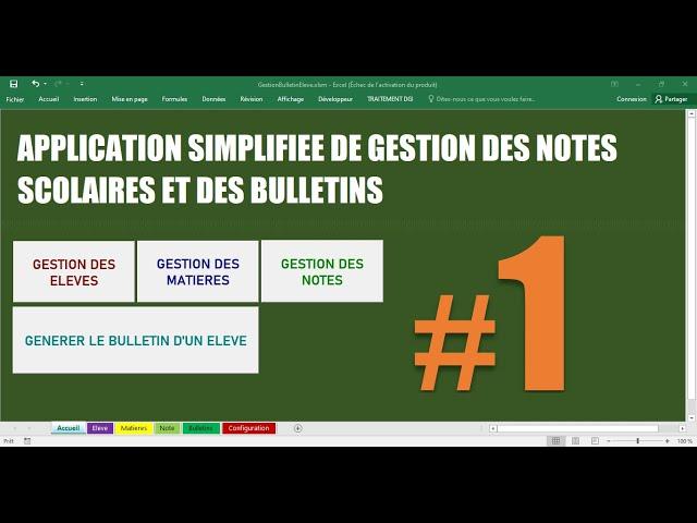 Excel & VBA : Création complète A à Z d'une application de suivi de notes et bulletins scolaires (1)