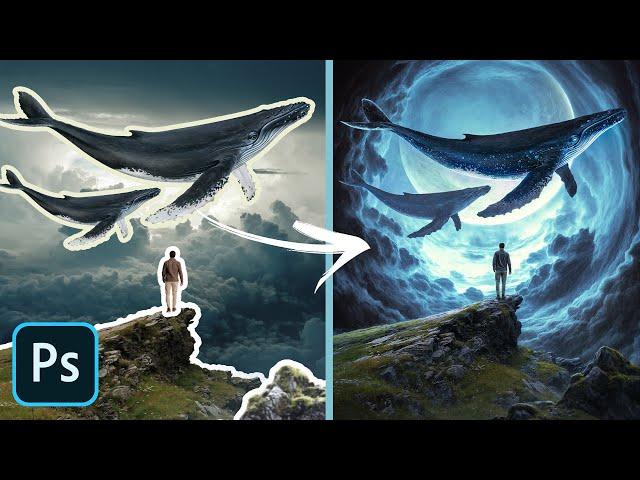 Fantasy whale-Photo Manipulation Speed Art | Photoshop Tutorial