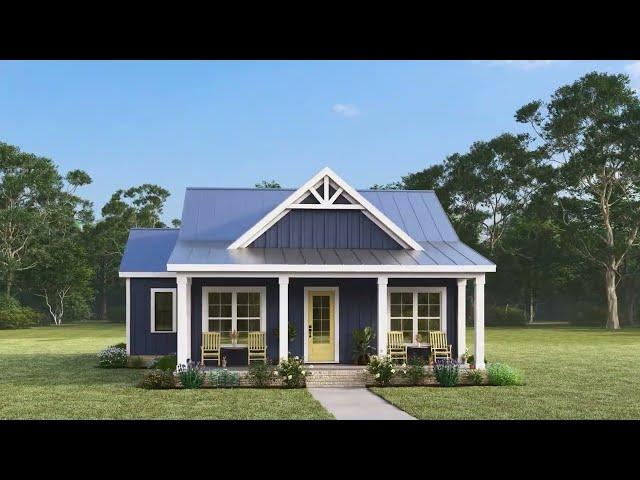 Cozy One-Story Modern Farmhouse Plan 009-00406 with 2 Beds + 2 Baths