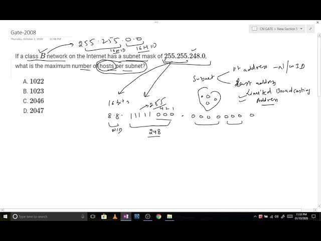 GATE-2008 || maximum number of hosts per subnet.