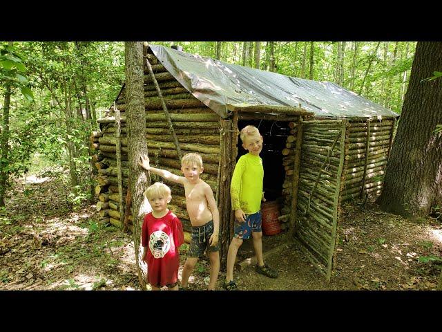 Bushcraft Log Cabin Summer Camping & Swimming