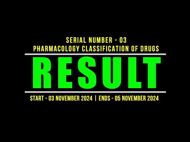 Result | FREE Book Giveaway (03) | 2024 | Pharmacology Classification of Drugs | Solution Pharmacy