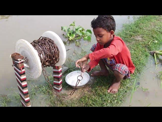 Amazing Hook Fishing Best Fish Catching Experience By Hook Beautiful Village River #fishing