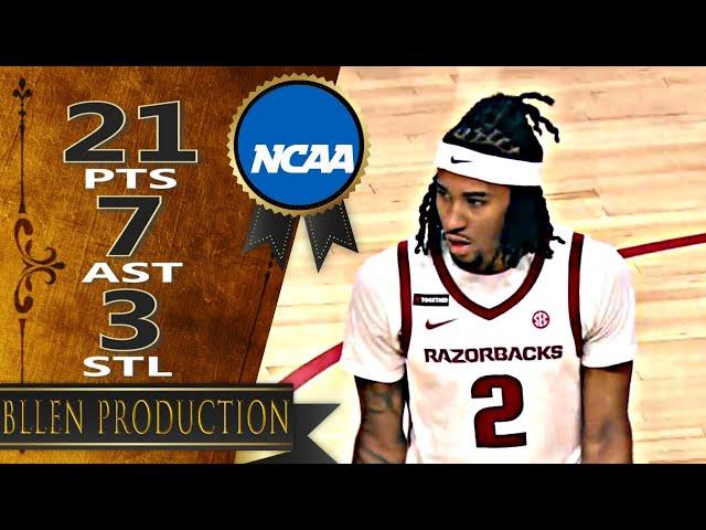 Boogie Fland ('06) - 21 Pts, 7 Ast Highlights｜Little Rock Trojans vs Arkansas Razorbacks｜2024.11.22