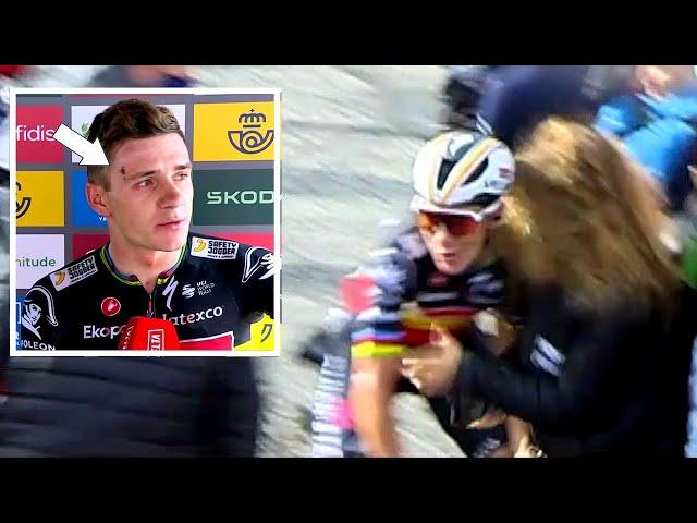 Remco Evenepoel Celebrates then Crashes into Crowd | Vuelta a Espana 2023 Stage 3