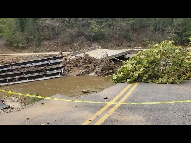 Ivy River bridge, Bend of Ivy Road, Marshall, North Carolina, Hurricane Helene Sept 2024