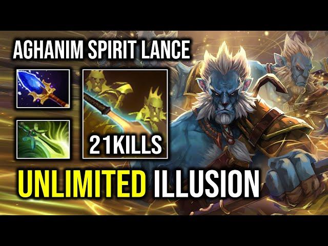 Created Unlimited Illusion 1v5 Late Game Phantom Lancer with Aghanim Spirit Lance Dota 2