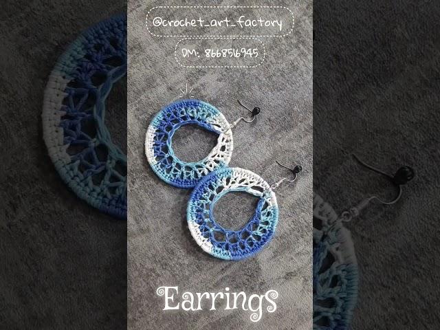 Crochet Earrings #crochet #hoop #earrings #jewellery #latkan #jhumka #baali #danglers #cute #blue