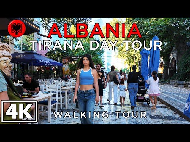 ALBANIA [4K] Walking tour from Tirana in sunny day - ASMR